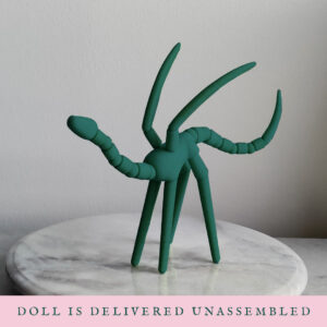 Fully posable dragon doll Virna from Dragetarr in one of a kind swamp green color